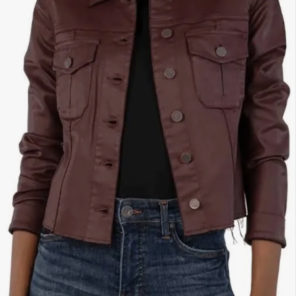 Kut from the Kloth Kara cropped coated jacket, Bordeaux, M - Picture 2 of 2